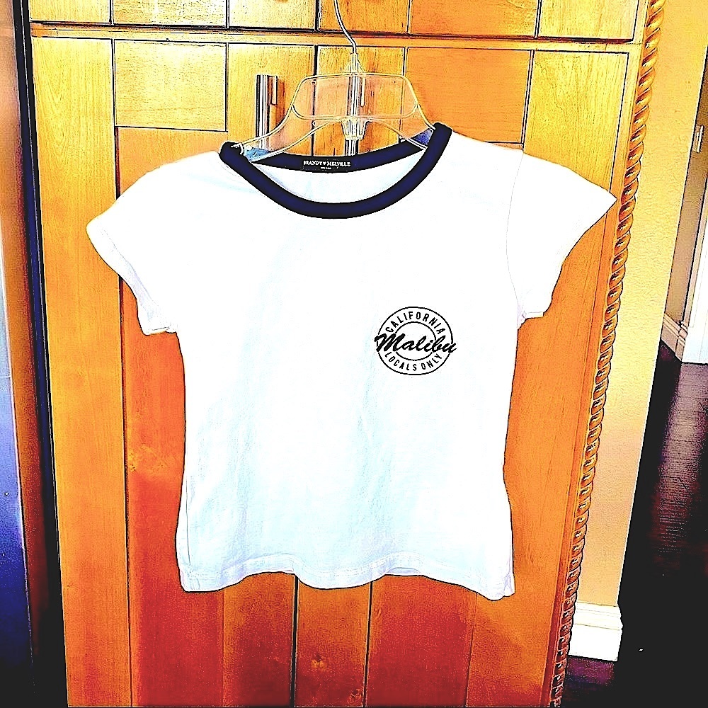 BRANDY MELVILLE WHITE MALIBU GRAPHIC TEE